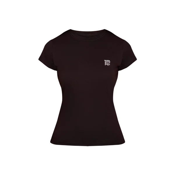 Noir T-shirt Ajusté Brodé