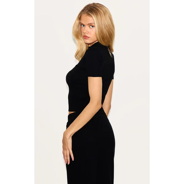 Noir T-shirt Basique En Maille