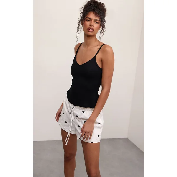 Noir À Pois Short Ample Noir À Pois En Coton Avec Cordon De Serrage