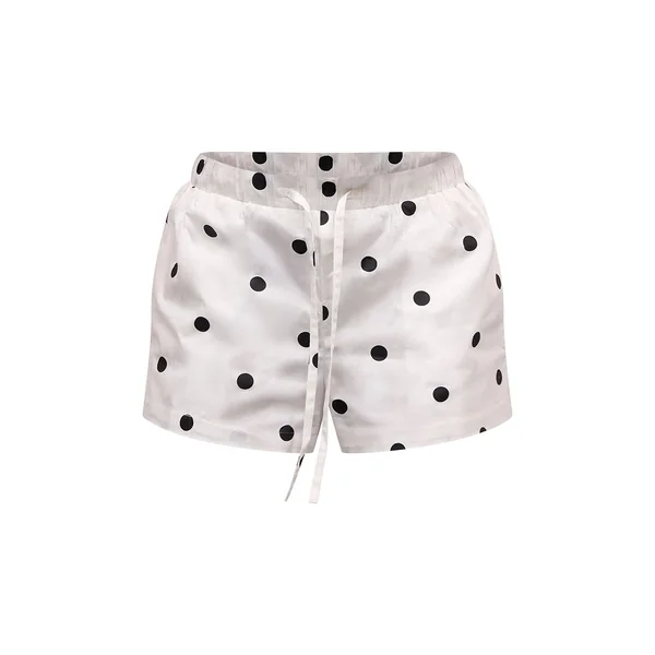 Noir À Pois Short Ample Noir À Pois En Coton Avec Cordon De Serrage