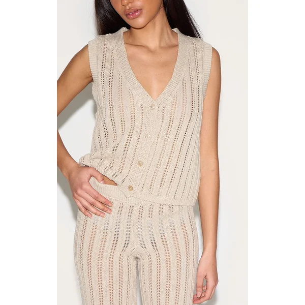 Non Coloré Gilet Sans Manches Tricoté Petite
