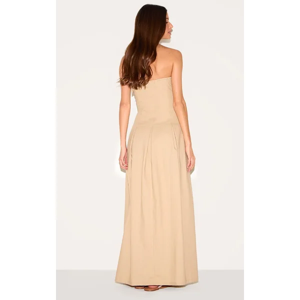 Non Coloré Robe Mi-longue Plissée À Bustier