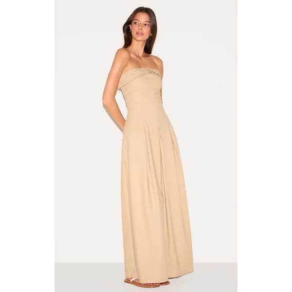 Non Coloré Robe Mi-longue Plissée À Bustier