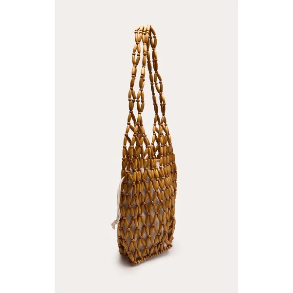 Non Coloré Sac Seau En Perles De Bois