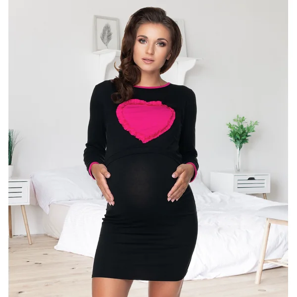 Nuisette coeur de grossesse et d'allaitement - Noir/Fushia - Reste XXL