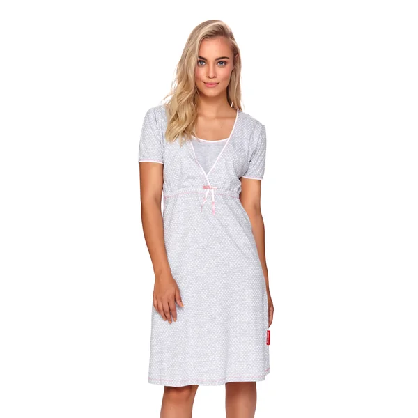 Nuisette de grossesse et d'allaitement étoiles en coton okeo-tex - Rose/Gris - Reste S