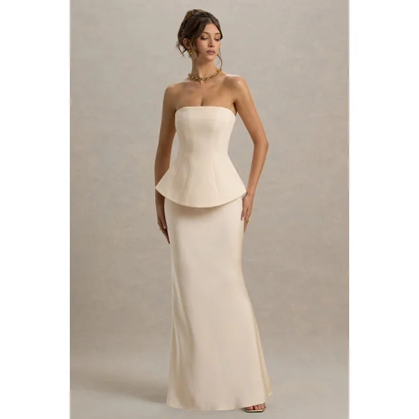 Ohio | Robe longue champagne corset sans bretelles