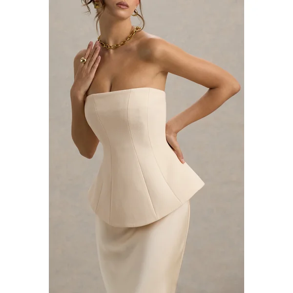 Ohio | Robe longue champagne corset sans bretelles
