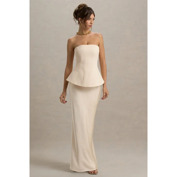 Ohio | Robe longue champagne corset sans bretelles