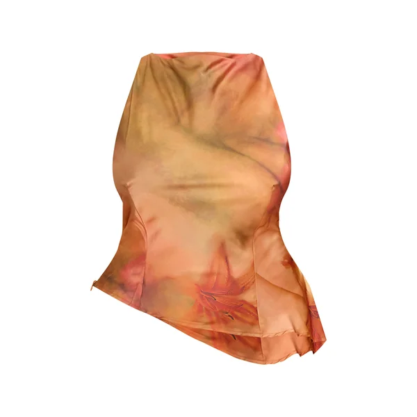 Orange Brûlé Ensemble Grande Taille Haut Asymétrique À Volants Avec Dos Drapé En Satin Imprimé