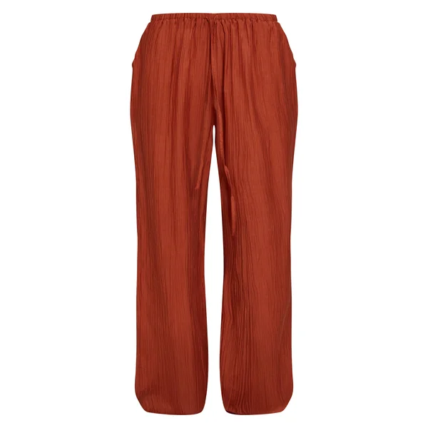 Orange Brûlé Pantalon Droit Ample À Texture
