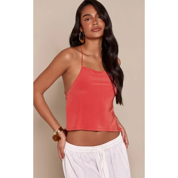 Orange Haut Caraco Dos Nu Slinky Avec Détails De Perles