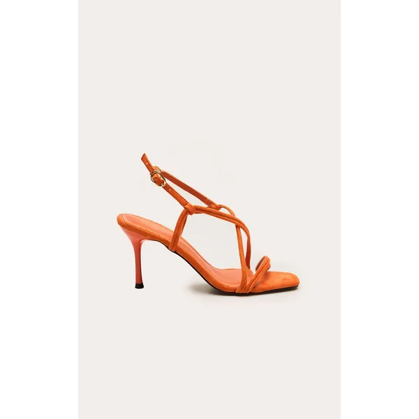 Orange Sandales À Talons En Synthétique À Brides
