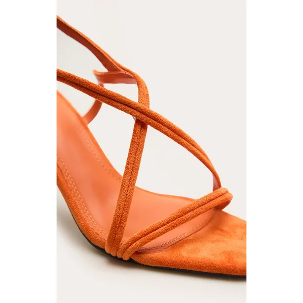 Orange Sandales À Talons En Synthétique À Brides