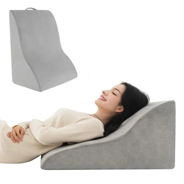 Oreiller Compensé en Éponge Haute Densité Coussin de Lecture avec Housse Amovible pour Post-chirurgie Orthopédique Gris