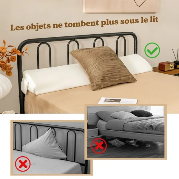 Oreiller Compensé pour Lit en Éponge Haute Densité avec Poche Latérale Coussin d'Espace entre Tête de Lit et Matelas Blanc