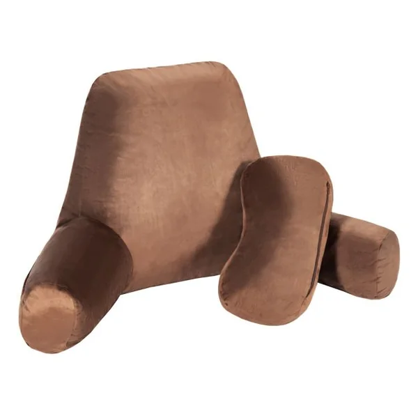 Oreiller de Lecture Coussin de Soutien Lombaire Rembourrage en Mousse à Mémoire de Forme Brun