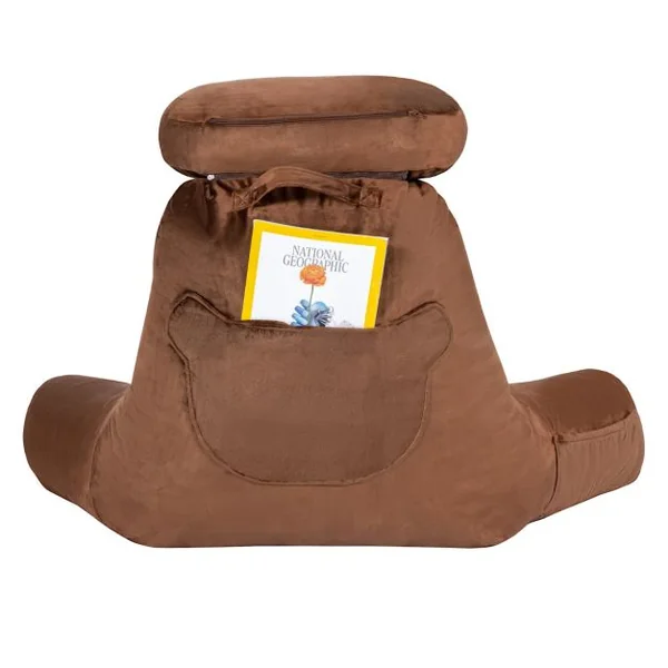 Oreiller de Lecture Coussin de Soutien Lombaire Rembourrage en Mousse à Mémoire de Forme Brun