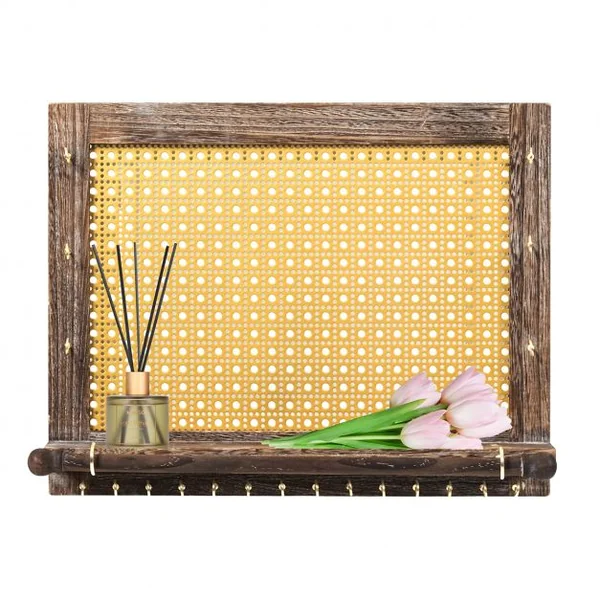 Organisateur de Bijoux Rustique Support Mural en Bois pour Boucles d'Oreilles Colliers Bracelets Brun