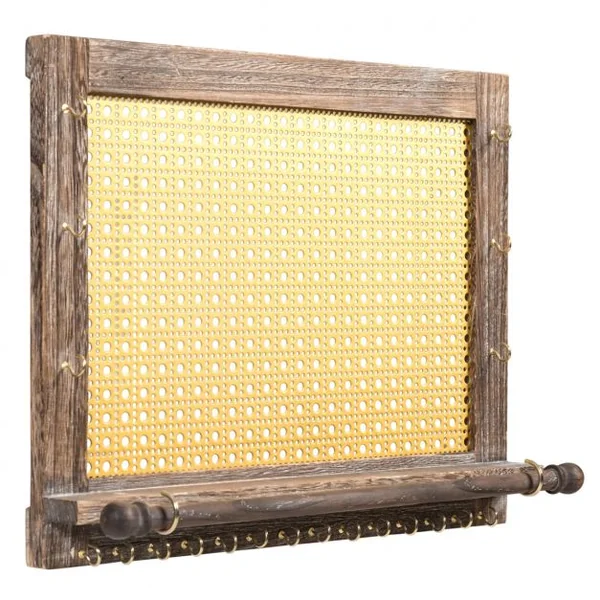 Organisateur de Bijoux Rustique Support Mural en Bois pour Boucles d'Oreilles Colliers Bracelets Brun