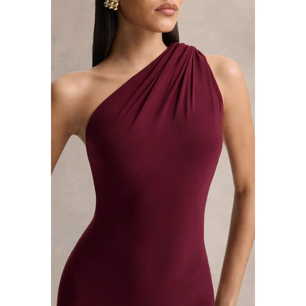 Ottilie | Robe longue bordeaux à encolure asymétrique