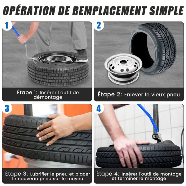 Outil de Démontage de Pneu de 44 cm à 62 cm avec Support de Talon en Acier Changeur de Pneu de Voiture sans Chambre à Air Bleu