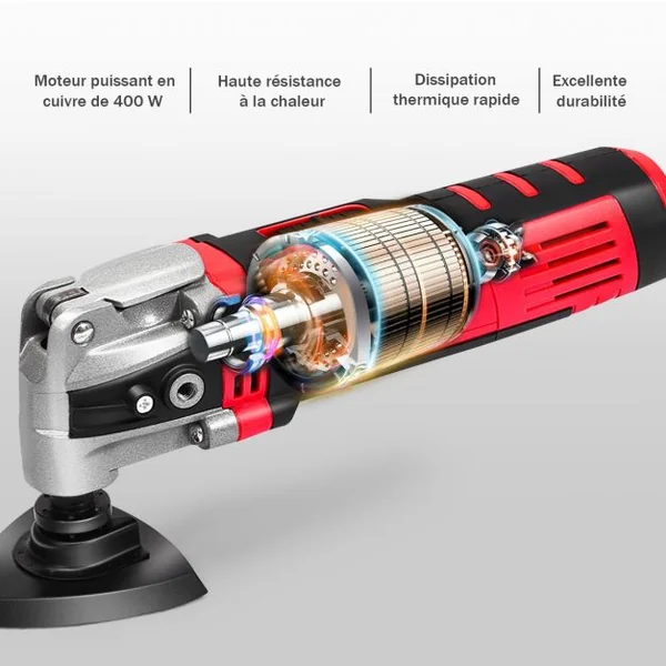 Outil Multifonction 400W pour Coupe Ponçage Broyage Grattage Oscillant Angle Oscillant 4,5° 30 Accessoires 6 Vitesses