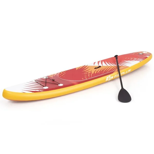 Paddle Gonflable 335x76x15CM en PVC avec Pagaie Alliage Aluminium Réglable Aileron Amovible Pompe Manuel 130KG MAX Orange