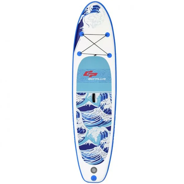 Paddle gonflable Paddle de surf gonflable pour adulte et débutant, avec pompe et aviron, sac à dos, 335x76x15cm, Bleu