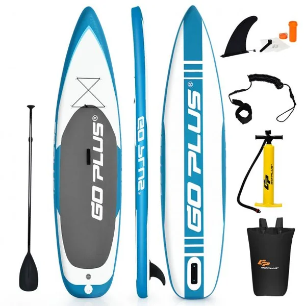 Paddle Gonflable pour Adulte avec Pagaie Ajustable et Accessoires Capacité 150 kg, en PVC, 335x76x15cm, Blanc et Bleu
