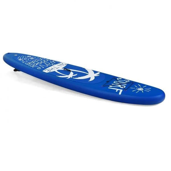 Paddle Gonflable Stand Up Sac de Transport Pagaie Réglable Aileron Inférieur Pompe à Main Sup en PVC 335x76x15cm Bleu