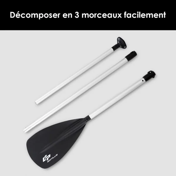 Pagaie de Paddle Télescopique pour Paddle Debout Longueur Réglable 175-215cm Alliage d’Aluminium, 220x21,5x4cm, Noir