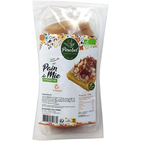 Pain de mie épeautre tranché 350g