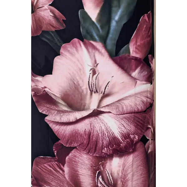Palatial | Robe longue à décolleté halter et drapé avec imprimé floral rose sur la bordure
