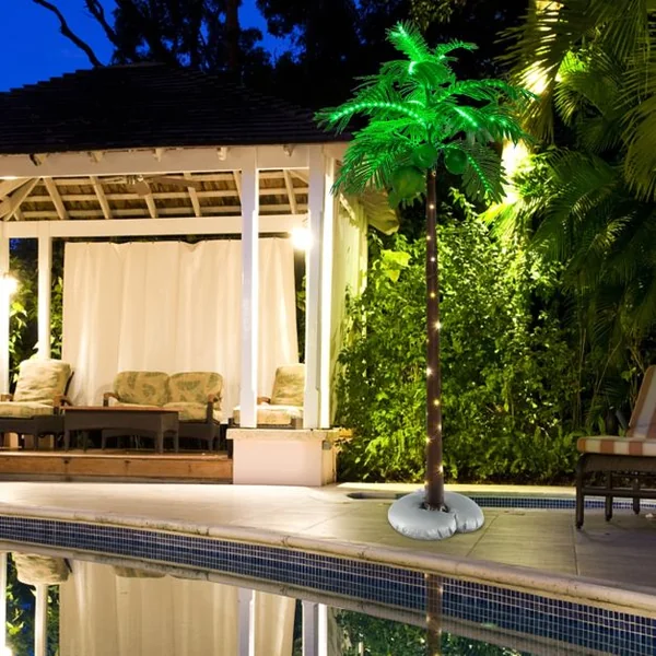 Palmier Artificiel Éclairé par LED de 180 cm Palmier Tropical de Style Hawaïen avec 309 Lumières LED pour Intérieur et Extérieur Plage Fête Vacances