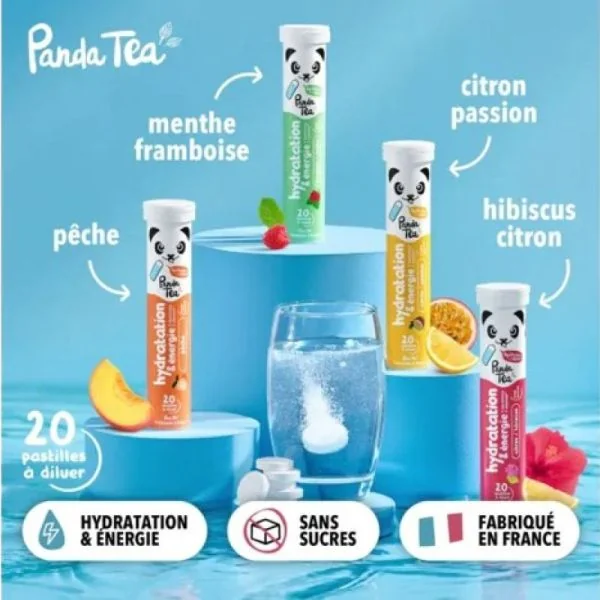 PANDA TEA - hydratation & énergie citron/passion - 20 pastilles effervescentes