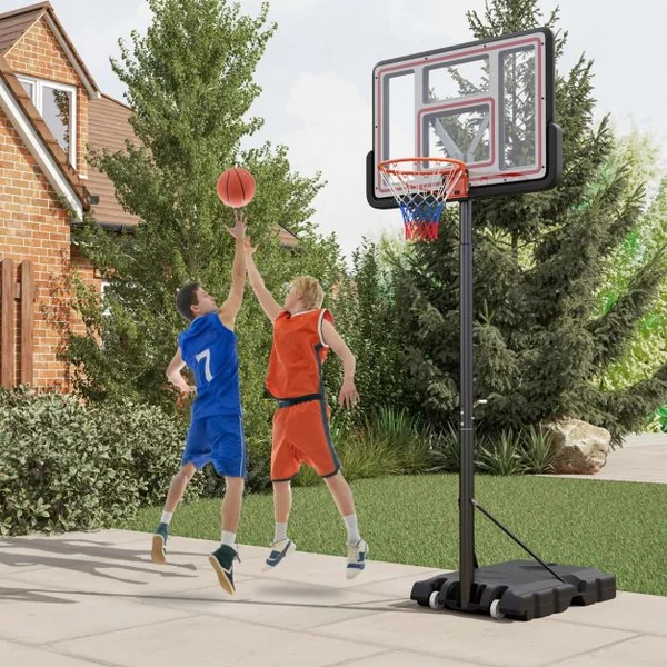 Panier de Basket-Ball Hauteur Réglable 225-305cm Support de Basketball Mobile avec Panneau Incassable de 112cm