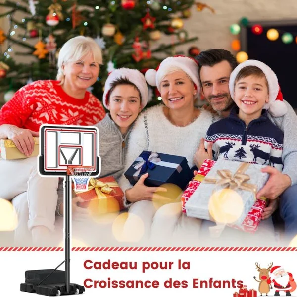 Panier de Basket-Ball Hauteur Réglable 225-305cm Support de Basketball Mobile avec Panneau Incassable de 112cm