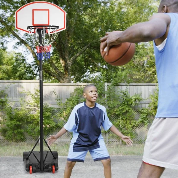 Panier de Basket-ball Portable Hauteur Réglable de 1,78m-2,08m en PE et Cadre en Acier Base 74x55x13cm Remplissable