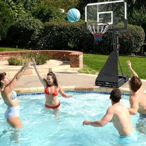Panier de Basketball sur Pieds avec Hauteur Réglable 150-305 CM Support de Basket à Roulettes avec Panneau Arrière Incassable de 112cm en PC