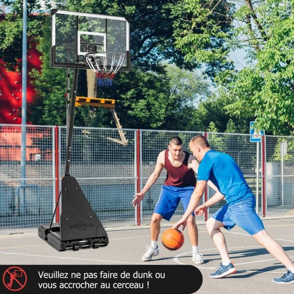 Panier de Basketball sur Pieds avec Hauteur Réglable 150-305 CM Support de Basket à Roulettes avec Panneau Arrière Incassable de 112cm en PC