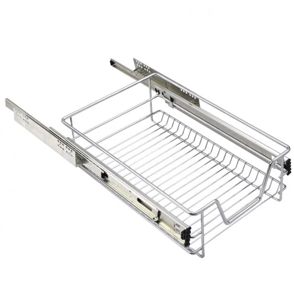 Panier de cuisine Coulissant Tiroir Télescopique pour Placard ou armoire en Métal Chromé 29,5 x 44 x 14 cm
