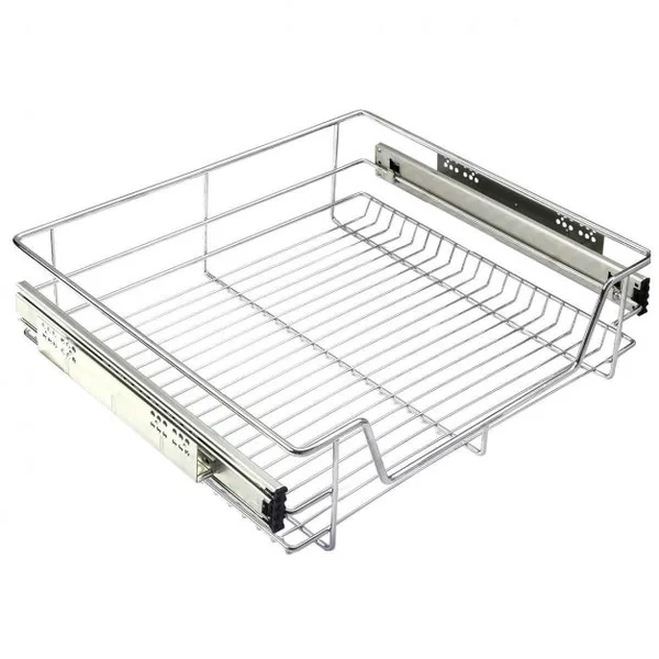 Panier de cuisine Coulissant Tiroir Télescopique pour Placard ou armoire en Métal Chromé 49 x 44 x 14 cm