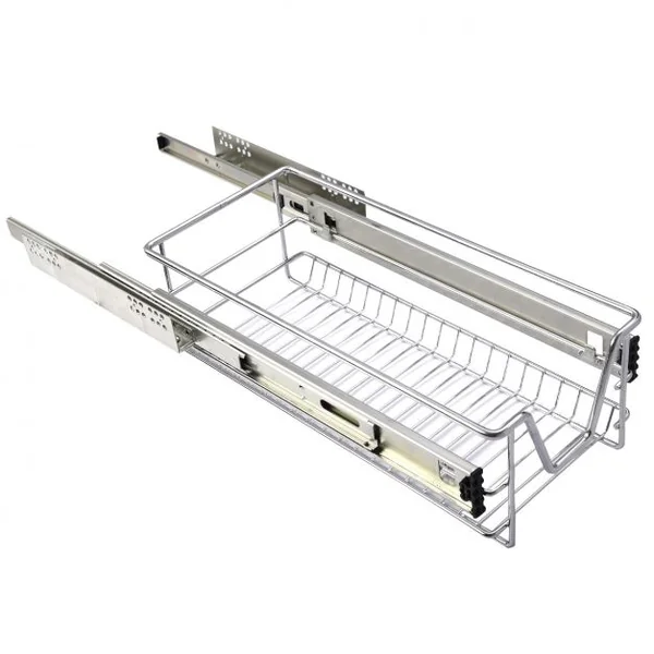 Panier de cuisine Coulissant Tiroir Télescopique pour Placard ou armoire en Métal Chromé charge maxi 13 kg, 26 x 30 x 14 cm (L x P x H)