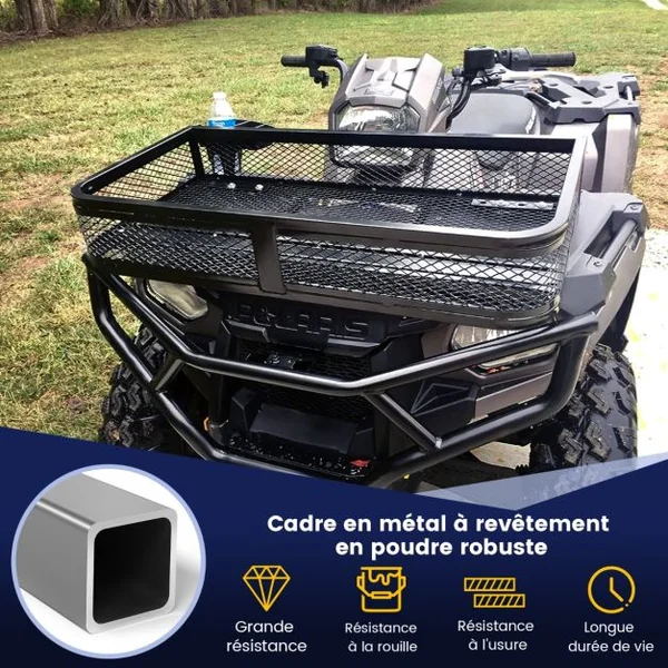 Panier pour Véhicule Tout Terrain en Métal avec Conception en Maille Panier de Rack Avant Porte-Bagages pour VTT 92 x 44 x 16,5 cm Noir