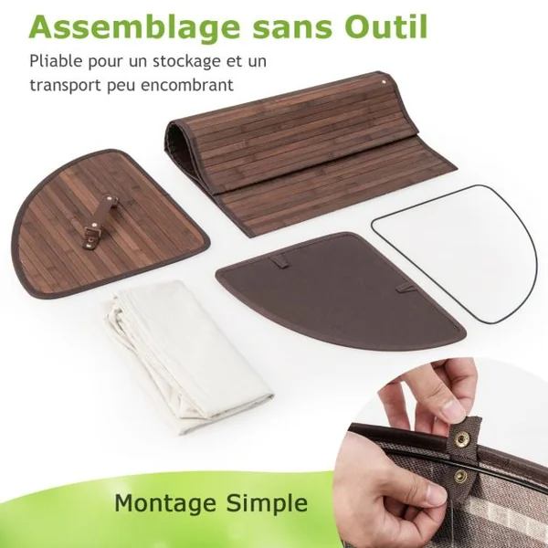 Panier à Linge 58L en Bambou avec Couvercle Bac à Linge d’Angle pour Buanderie Salle de Bain Café