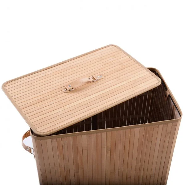 Panier à linge en bambou Corbeille avec sac à linge amovible et lavable capacité 100L 52x32x63cm couleur naturel