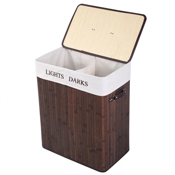 Panier à linge en bambou Corbeille avec sac à linge amovible et lavable capacité 100L 52x32x63cm couleur naturel