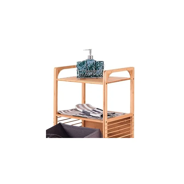 Panier à Linge Inclinable et Imperméable Panier pour Vêtements Sales avec Sac Amovible en Bambou Naturel 40x30x95cm