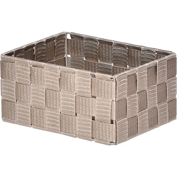 Panière de rangement carrée polyester taupe 20x10x16cm